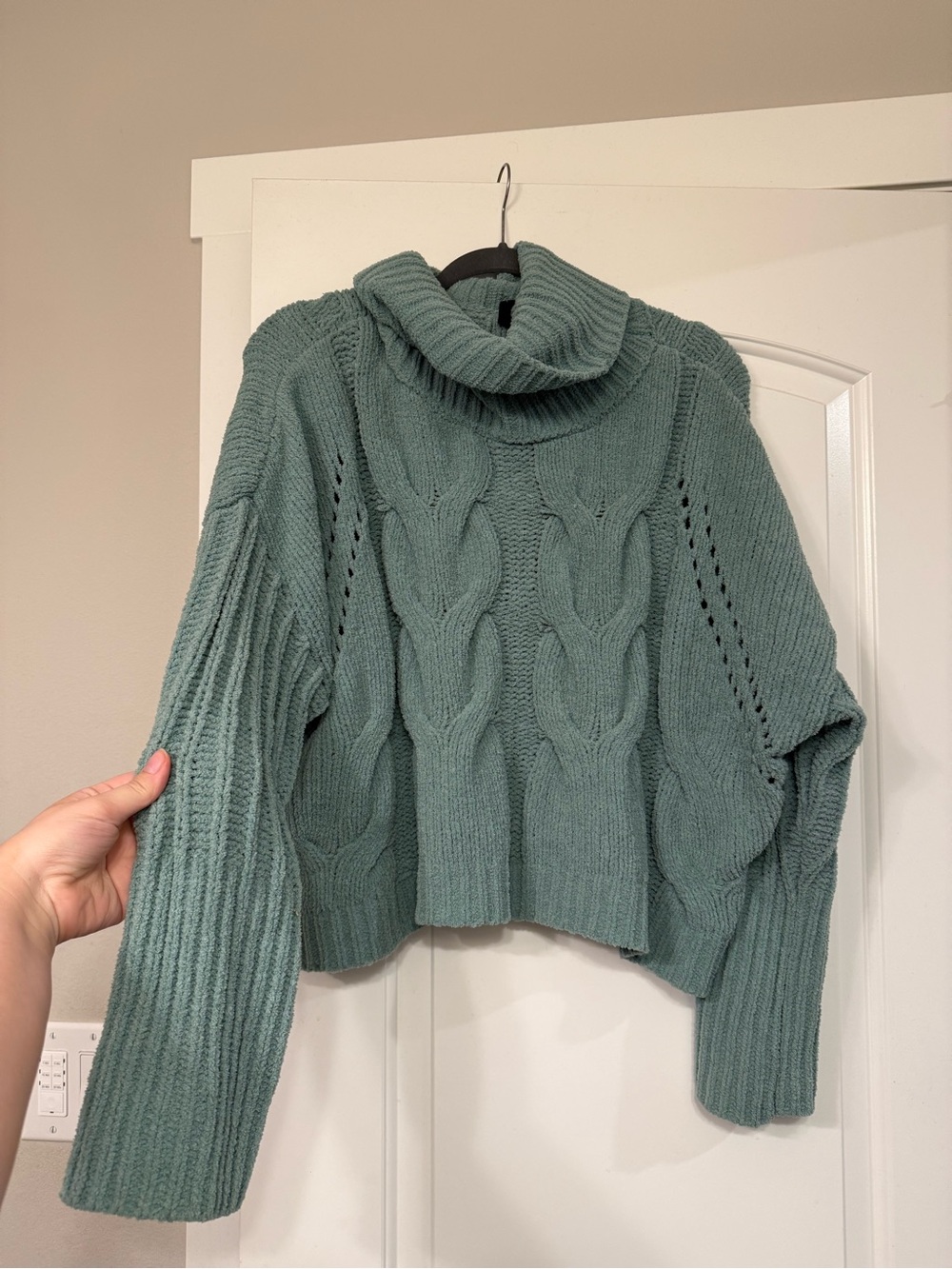 Target Dusty Sage Cable Knit Turtleneck Sweater